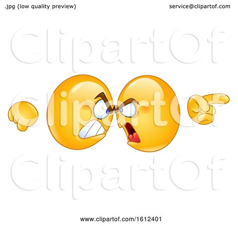 Clipart of Yellow Emojis Butting Heads and Fighting - Royalty Free Vector Illustration by ...