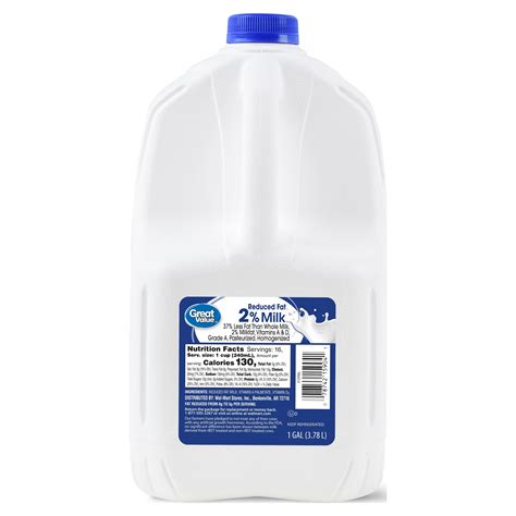 Great Value 2% Reduced Fat Milk, 128 Fl Oz - Walmart.com