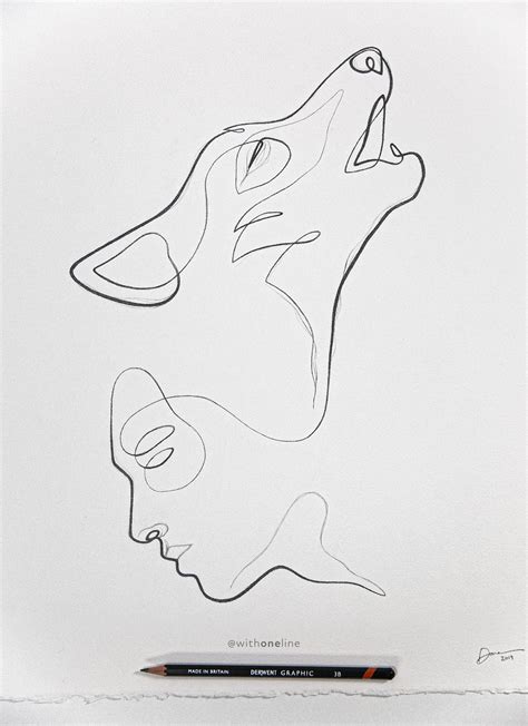 Minimalist Line Drawing of the Lone Wolf | Animal line drawings, Line art tattoos, Wolf tattoo ...