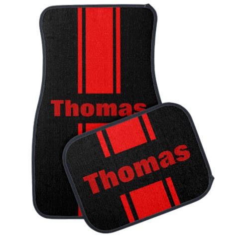 Personalized Any Name Red Racing Stripe Floor Mats Car Mat | Zazzle