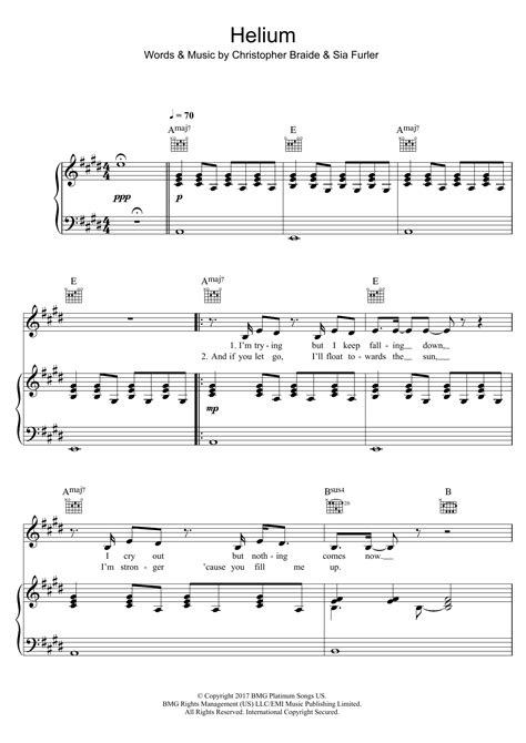 Sia - Helium at Stanton's Sheet Music