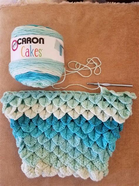 Crochet crocodile stitch for a mermaid tail with Caron Cake yarn. Crochet Mermaid Blanket ...