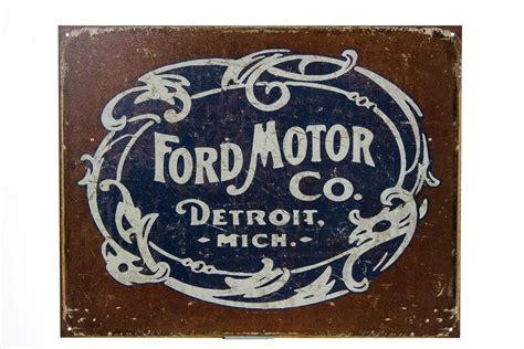 Ford Motor Company Vintage Logo Metal Sign | Ford Piquette Avenue Plant