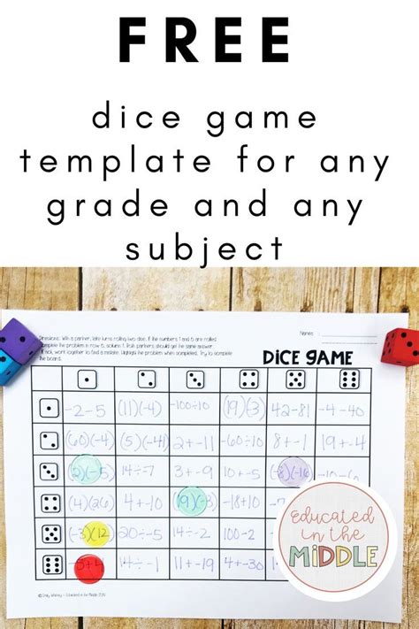 10++ Math dice games printable info | safegame