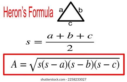 Herons Formula Mathematics Vector Area Triangle Stock Vector (Royalty Free) 2258233027 ...