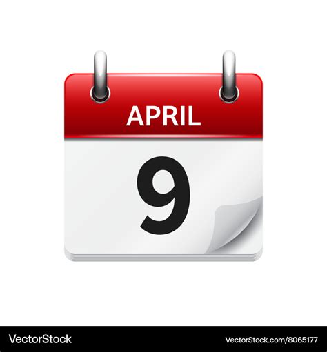 April 9 flat daily calendar icon date Royalty Free Vector