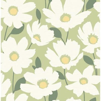 Brewster Astera Green Floral Green Paper Strippable Roll (Covers 56.4 ...