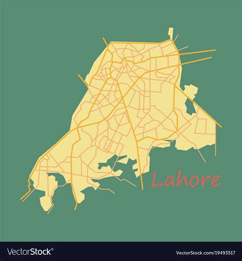 Lahore city map color flat panoramic Royalty Free Vector