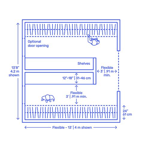 Split Double Sided Walk-In Closets Dimensions & Drawings | Dimensions.Guide