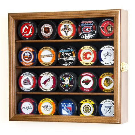 Twenty Hockey Puck Square Wood Display Case Cabinet | Free Shipping ...