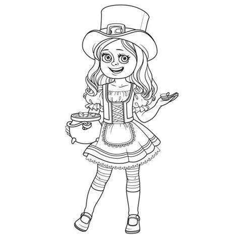 Girl Leprechaun Clipart Black And White