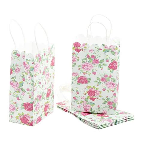 Paper Gift Bag - 24-Pack Vintage Floral Party Favor Bags, Paper Treat ...