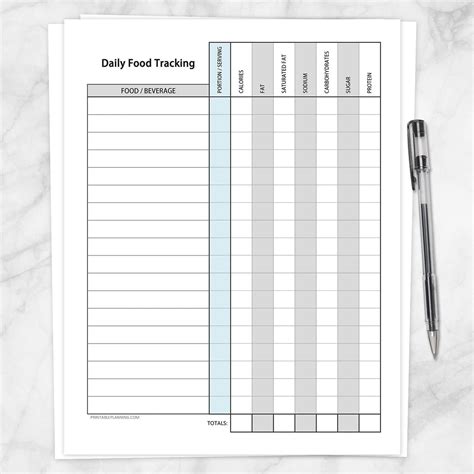 Daily Food Content Tracking Sheet - Printable at Printable Planning for only 5.95