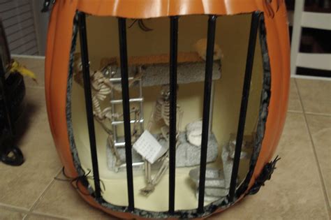 Jail Cell Pumpkin easy to make by Angie Vaughn | Jail cell, Jail, Easy pumpkin