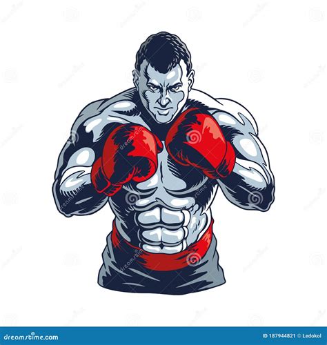 Champion Of Boxing With Gold Medal. Bottom View. Winner. First P Cartoon Vector | CartoonDealer ...