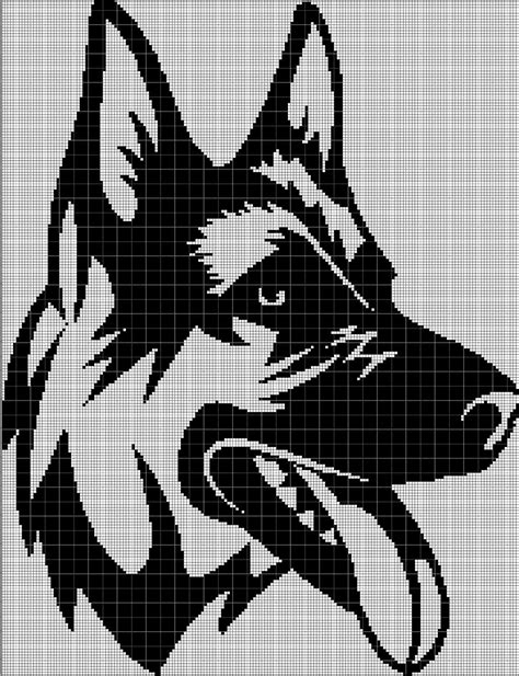 German Shepherd head silhouette cross stitch pattern in pdf