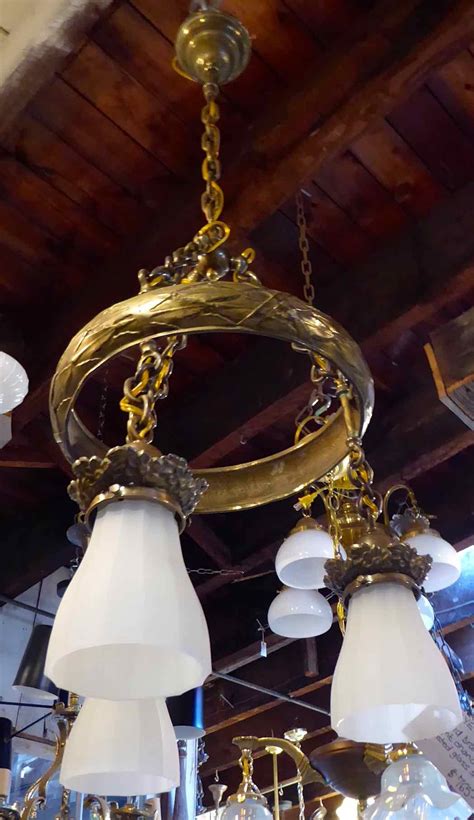 IC0595 - Antique Solid Brass Chandelier - Legacy Vintage Building Materials & Antiques