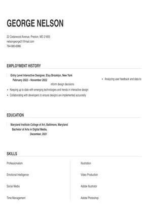 Interactive Designer Resume Sample & Tips | Online Resume Builder