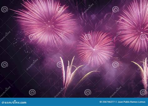 Abstract Fireworks Background. Fireworks Light Up in the Sky, Concept of Celebration. Stock ...