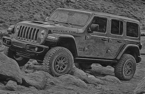 2021 Jeep Wrangler Rubicon 392 Pencil Drawing Sketch - Car Drawing Blog