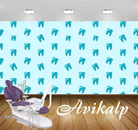 Avikalp Exclusive AWD0031 Dental Clinic Wallpaper Sky Blue Teeth Dark ...