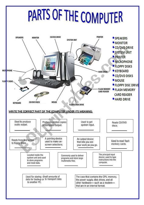 Computer Parts Identification Worksheet | bmpcparte