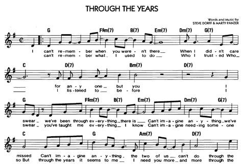 THROUGH THE YEARS Sheet music | Easy Sheet Music