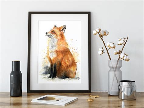 Fox Art Fox Art Print Fox Print Watercolor Fox Animal - Etsy