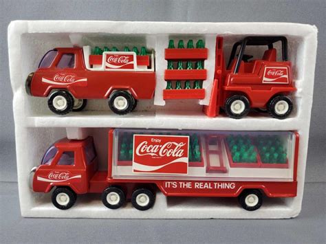 Lot - Vintage Buddy L Coca Cola Toy Trucks Set with Original Box.