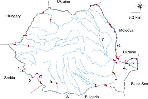 Map of Romania showing the location of rivers mentioned in the text,... | Download Scientific ...