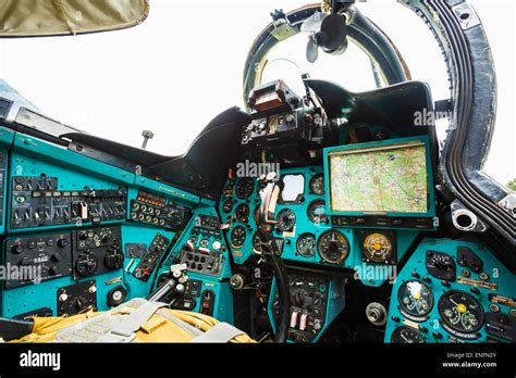 BOROVAJA, BELARUS - June 04, 2014: Close-up of some instruments in a helicopter cockpit in Mi-24 ...