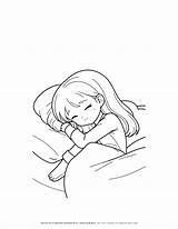 Sweet Girl Sleeping Coloring Page  Printable Fun For Kids sketch template