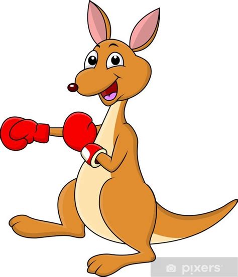 Sticker Funny boxing kangaroo cartoon - PIXERS.NET.AU