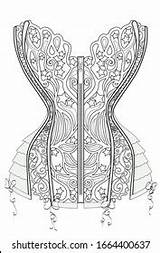 Coloring Page Adults Corset Lace Art เวกเตอร์สต็อก ปลอดค่าลิขสิทธิ์  sketch template