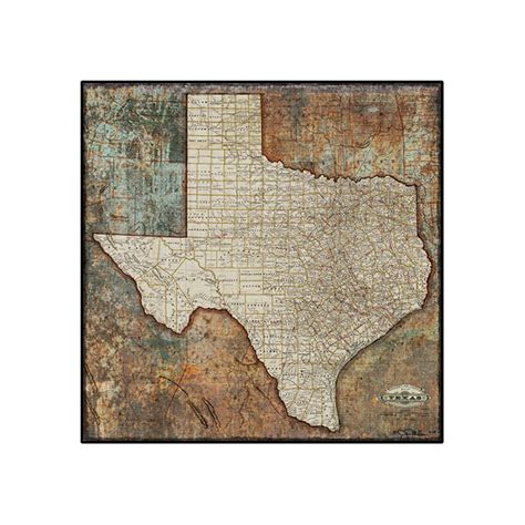 Texas State Railroad Map Canvas - Big O Art