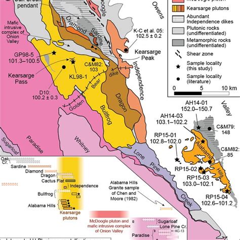 Generalized bedrock geologic map of the eastern Sierra Nevada batholith ...