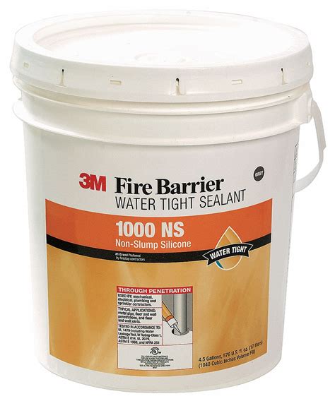 3M Firestop Sealant, 4.5 gal Pail, Up to 3 hr Fire Rating, Gray - 2JDF3|1000-N/S-4.5GAL - Grainger