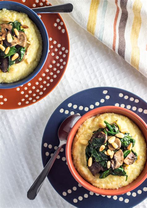 Creamy Polenta with Mushrooms and Spinach – Wee Little Vegans