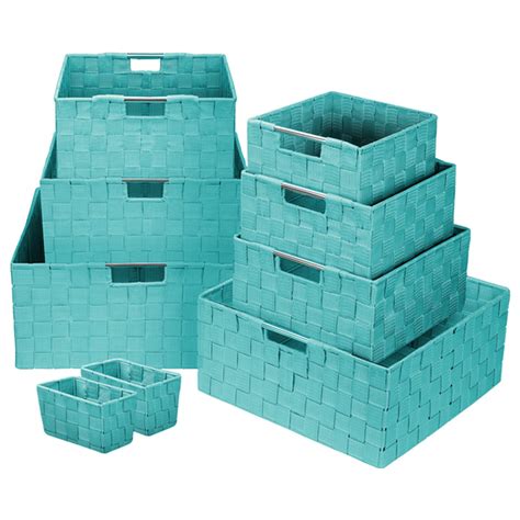 Buy Sorbus Set of 9 Storage Baskets for Organizing, Mesh Hand-Woven Design, Linen Closet ...