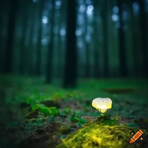 Fantasy forest with glowing mushroom lanterns on Craiyon