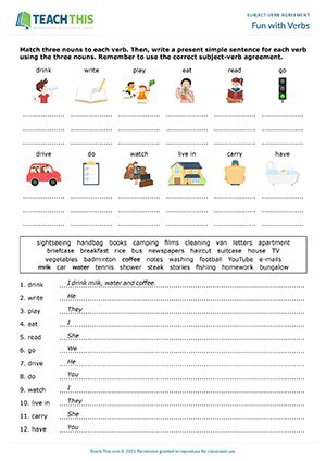 Negative Contractions | Subject Verb Agreement Worksheets - Worksheets ...