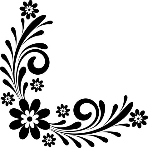 black and white corner design - interioruk2 | Flower drawing, Flower ...