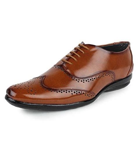 Zixer Tan Artificial Leather Formal Shoes Price in India- Buy Zixer Tan Artificial Leather ...