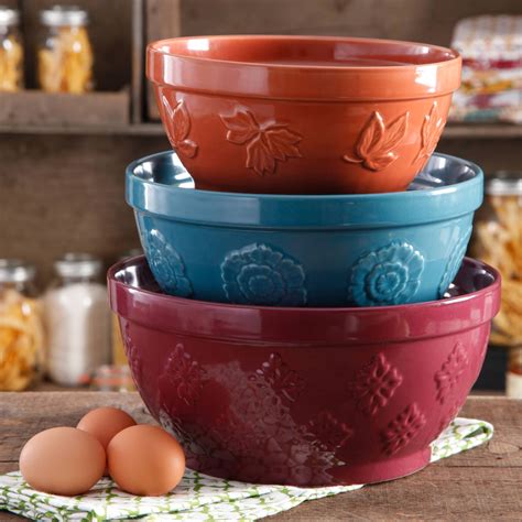 The Pioneer Woman Cornucopia Ceramic Mixing Bowl Set, 3 Piece - Walmart.com