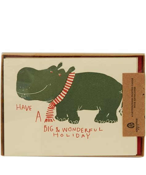 Green Hippo Christmas Cards Set | Christmas | Liberty.co.uk | Hippo crafts, Letterpress holiday ...