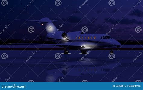 Private Jet At Night Stock Photo - Image: 63465610