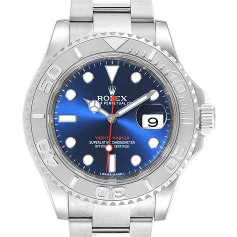 Rolex Yachtmaster 40mm Steel Platinum Blue Dial Mens Watch 116622 ...