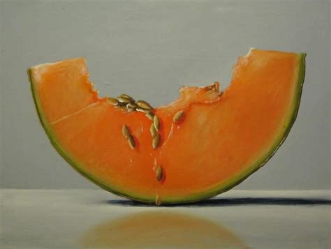 One Painting a Day: Cantaloupe Slice and Reflection