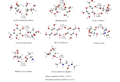 The testing dimers containing ribose, deoxyribose, glucose, glycine... | Download Scientific Diagram