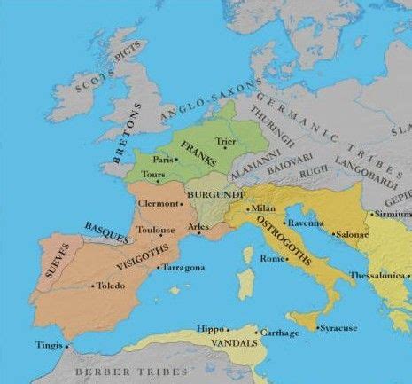 Germanic Kingdoms in Europe c. 500 AD | Historical geography, European map, Germanic tribes